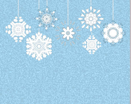 hanging snowflakes vintage postcardのイラスト素材
