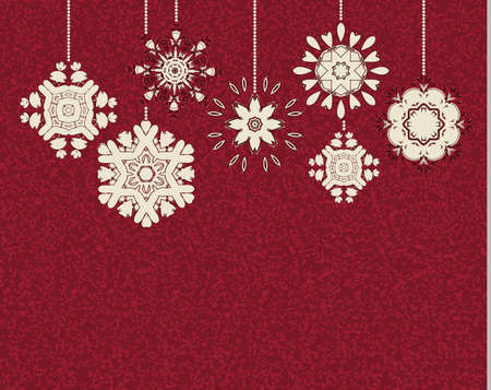 hanging snowflakes vintage postcardのイラスト素材