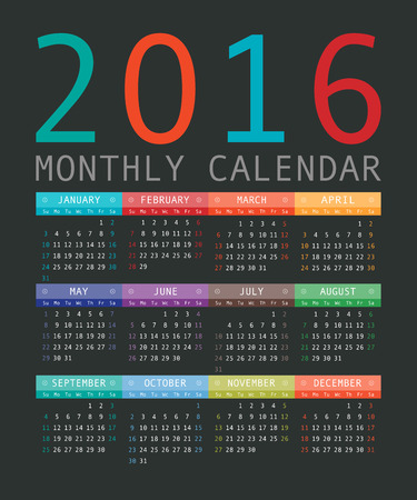 Vector calendar grid for 2016. Rigorous design. 10 epsのイラスト素材
