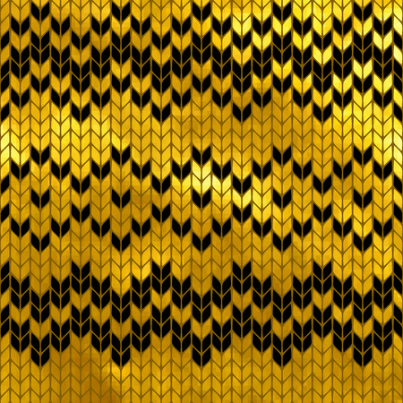 Golden seamless knitted pattern. 10 eps. Vectorのイラスト素材