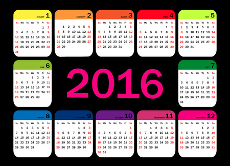 Vector calendar grid for 2016. Rigorous design. 10 epsのイラスト素材