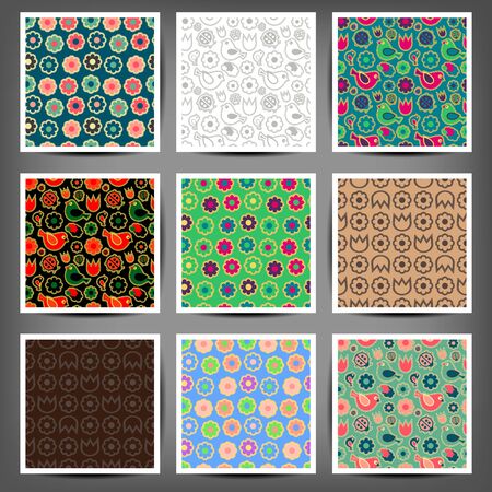 Vector illustration of Seamless patterns set.のイラスト素材
