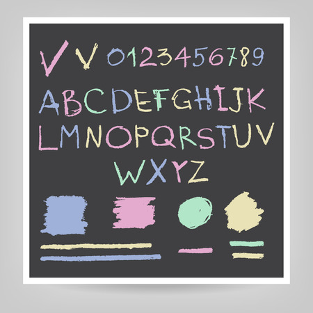 Handwritten English alphabets and digits.  のイラスト素材