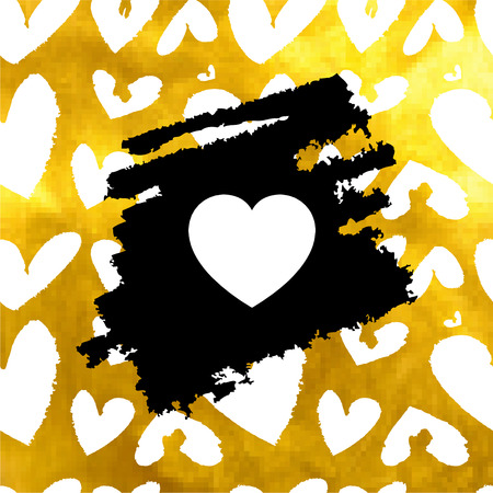 Vector golden hand drawn heart. Gold brush stroke vector design element. 10 epsのイラスト素材