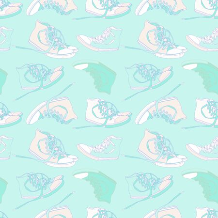 Vintage seamless pattern of sneakers. 10 epsのイラスト素材