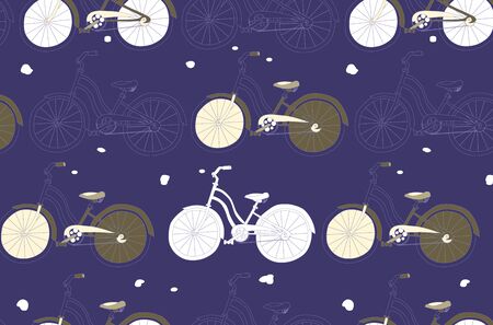 Seamless pattern with vintage bicycles. Can be used for graphic design, as well as the Wallpaper or a print on textile.のイラスト素材