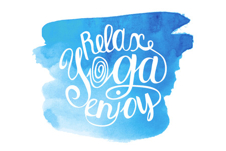 Vector yoga illustration. Yoga poster with an ethnic watercolor pattern. Template with Indian ornament and your text for yoga class, yoga studio, fitness center, advertising, yoga magazine.のイラスト素材