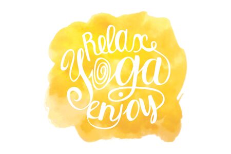 Vector yoga illustration. Yoga poster with an ethnic watercolor pattern. Template with Indian ornament and your text for yoga class, yoga studio, fitness center, advertising, yoga magazine.のイラスト素材