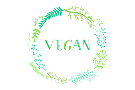 Hand-drawing Inscription Vegan. Vector illustration.のイラスト素材