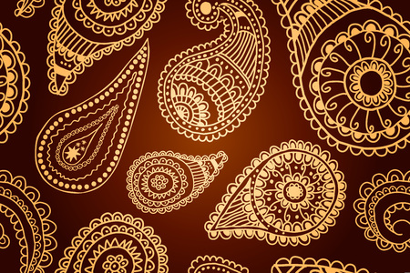 Seamless Paisley background Elegant Hand Drawn Pattern. Vector illustration. Can be used as prints for textiles and graphic designのイラスト素材