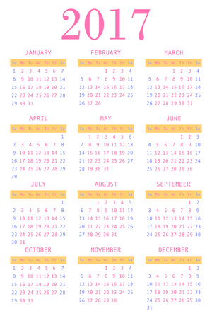 calendar for 2017 on white background verticalのイラスト素材