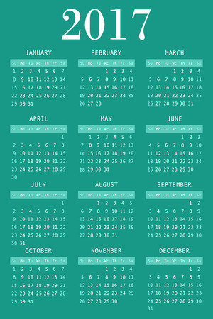 calendar for 2017 on greeen background verticalのイラスト素材