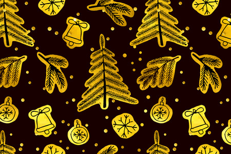 Christmas seamless cute pattern. Executed in a naive style. For your graphic design. Vector illustration. Quickly edited.のイラスト素材