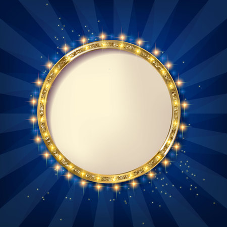 Round frame cinema. Retro light sign. Vintage style banner. Vector illustrationのイラスト素材