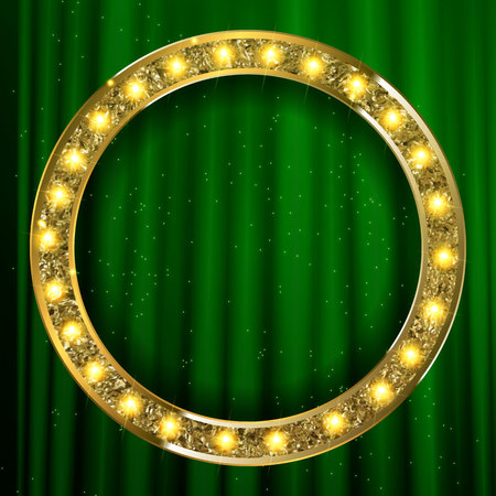 vintage frame cinema round on the curtain. Vector illustrationのイラスト素材