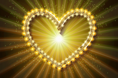 Frame cinema heart. Gold version. Vector illlustrationのイラスト素材