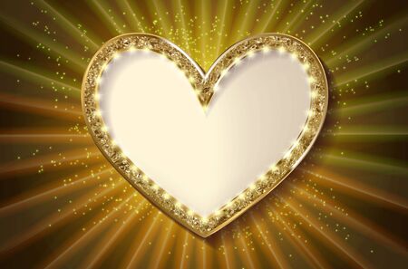 Frame cinema heart. Gold version. Vector illlustrationのイラスト素材