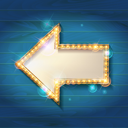 Vector marquee arrow symbol. On the background of the bluewooden background. Vector illustrationのイラスト素材