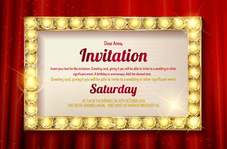 Invitation card. Glowing Golden frame. Flyers, invitation, posters, brochure voucher discount Vector illustrationのイラスト素材