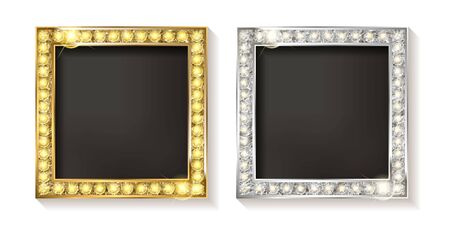 Set of gold with silver frame. Isolated on white background. Vector illustration.のイラスト素材