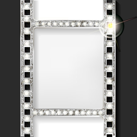 Silver film on the black curtain backdrop. Vector illustration. Bannerのイラスト素材