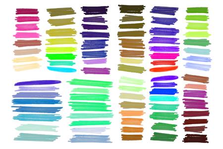 Color highlight stripes, banners drawn with japan markers. Stylish highlight elements for design. Vector marker stroke, spots bright colorのイラスト素材