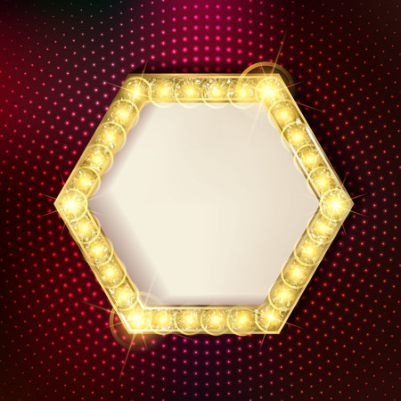 Colorful retro marquee stylish frames with light bulbs.のイラスト素材