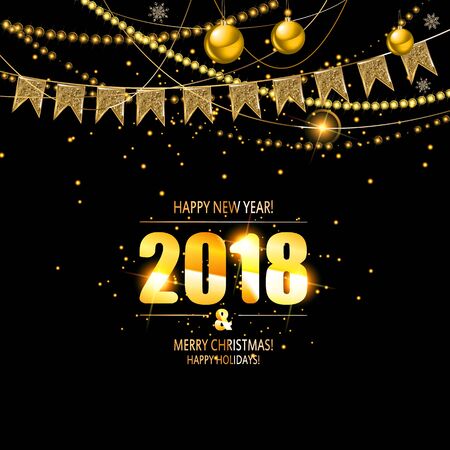 Happy 2018 greeting card design.のイラスト素材