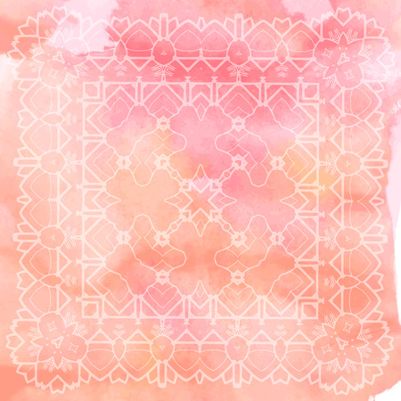 Beautiful vector hand drawn Indian ornament mandala on grunge background in watercolor style. Can be used to print on the phone, to create a poster, tattoo, yoga Mat.のイラスト素材