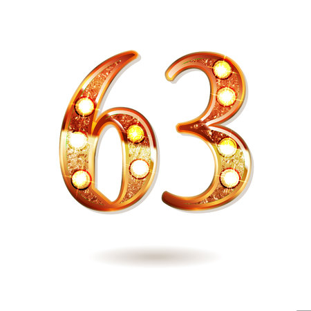 63 years anniversary celebration design with gold color composition. Vector illustrationのイラスト素材