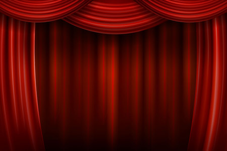 Red theater curtain. Vector illustrationのイラスト素材