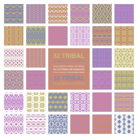 Set of simple seamless vector ornament. Tribal patterns. Vector illustrationのイラスト素材