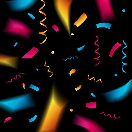 Festive confetti. Black background Vector illustrationのイラスト素材