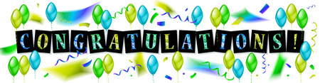 Balloons with confetti and text Congrats.