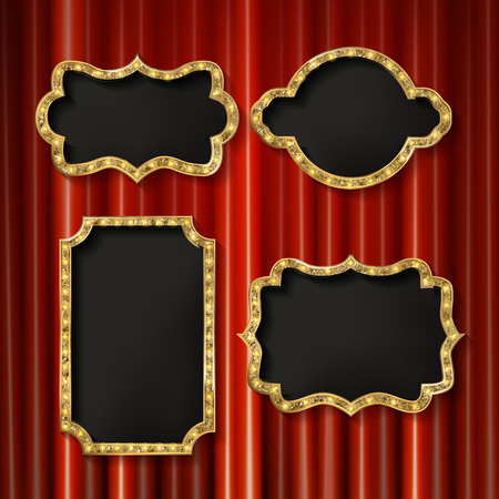 Set of brochures in retro style. Vector illustration. Retro light frames.のイラスト素材