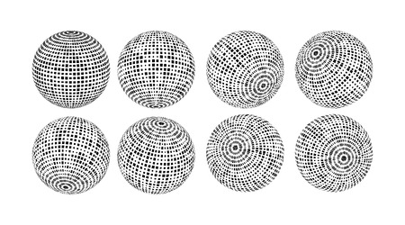 Abstract halftone 3D spheres.Halftone vector design elements.のイラスト素材
