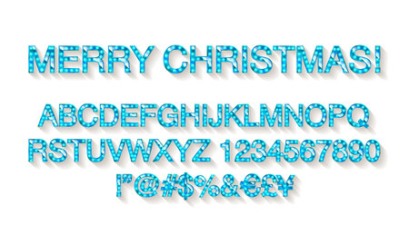 Merry Christmas with Golden Letters and Numbers. On a dark background. Easy to edit. Vector illustrationのイラスト素材