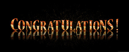 Congratulations. Calligraphy lettering. Handwritten phrase with gold text. Vector illustrationのイラスト素材