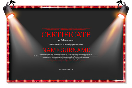 Luxury certificate with spotlights or diploma template. Vector illustrationのイラスト素材