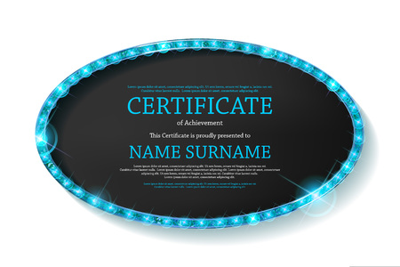 Elegant template of diploma , place for text. Certificate of achievement, education, awards, winner. Vintage style of old cinema. On white background. Vector illustration EPS 10.のイラスト素材