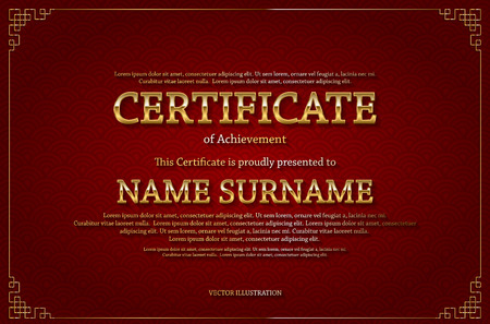Certificate Diploma of completion. Dark template. Useful deed, certificate of appreciation, achievement, completion, excellence, attendance design, award Vector illustrationのイラスト素材