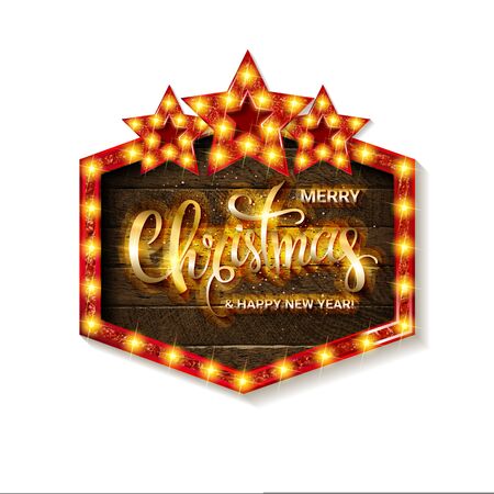 Merry Christmas and Happy New Year 2020. Trendy background with Golden twinkles and geometric designs . Poster, card, label, banner design.のイラスト素材