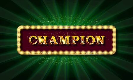 The inscription champion in a glowing retro frame.のイラスト素材