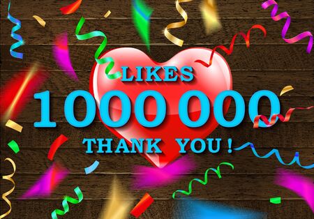 Thank you for 1 million likes. Banner with colored confetti.