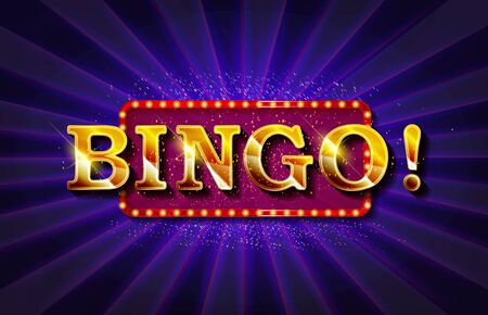 Bingo Banner Vector. Casino Glowing Lamps. For Fortune Advertising Design. Gambling vector Illustrationのイラスト素材
