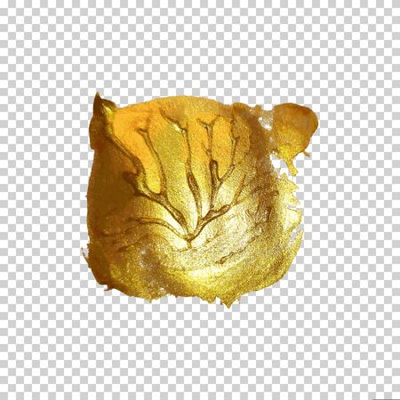 Hand drawing gold brush stroke paint spot on a transparent background, handmade vector illustrationのイラスト素材