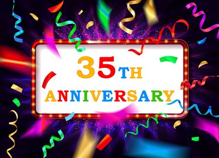 Colorful 35 date celebration background with confetti. Vector Illustration.のイラスト素材