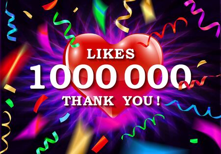 1,000,000 likes thank you banner, vector illustrationのイラスト素材