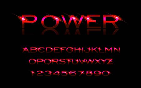 Power style font, alphabet and numbers, vector illustrationのイラスト素材