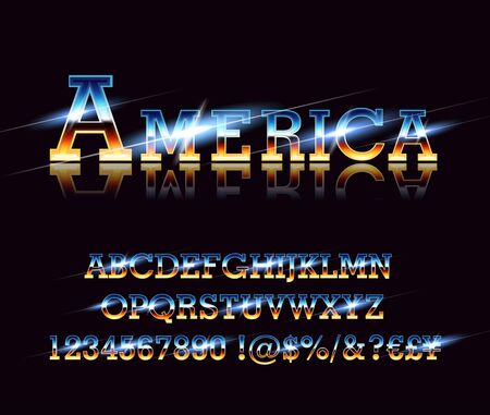 Vintage american font on retro background, EPS 10 contains transparency, layered vector file.のイラスト素材